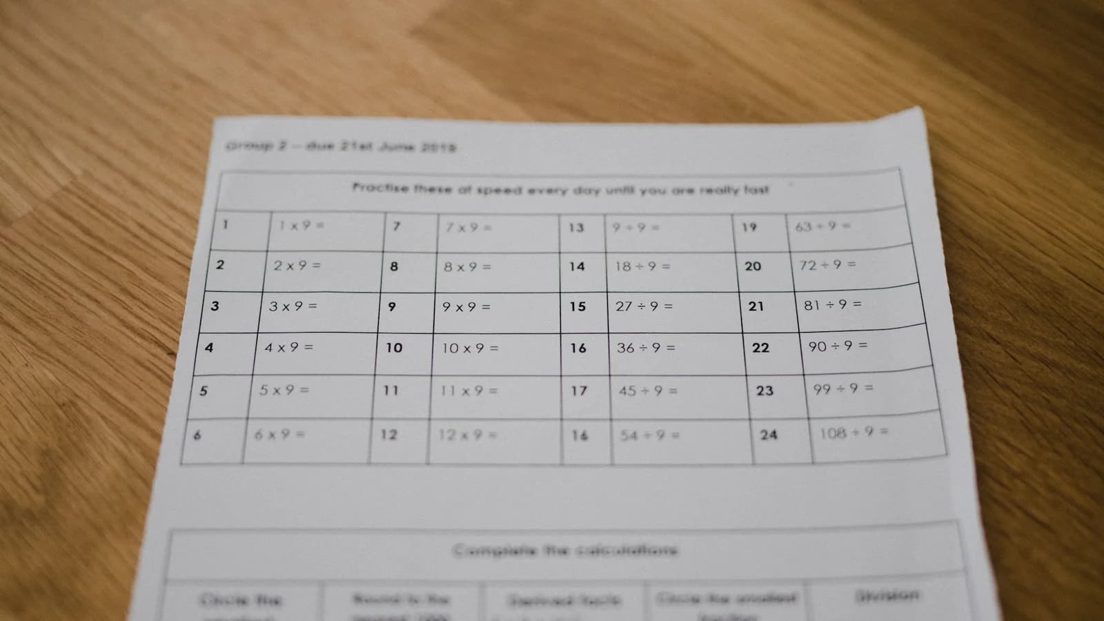 A blank sheet of white paper on a wooden table